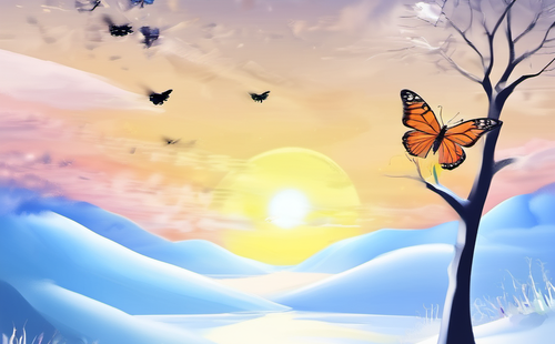 How can you describe the beautiful scenery of winter in sentences?