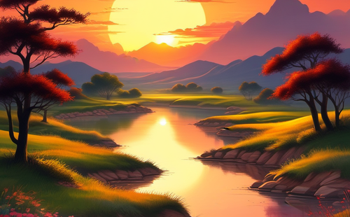 What poems describe the sunset?