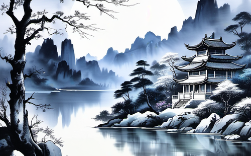 What four-character idioms are used to describe landscapes?