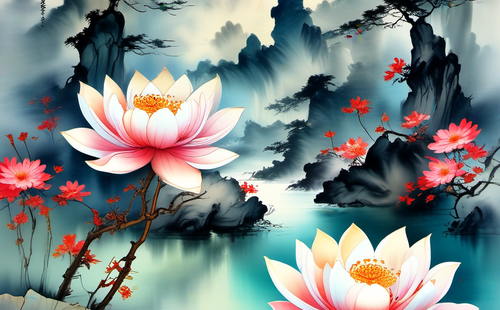 What poems describe with withered lotus?